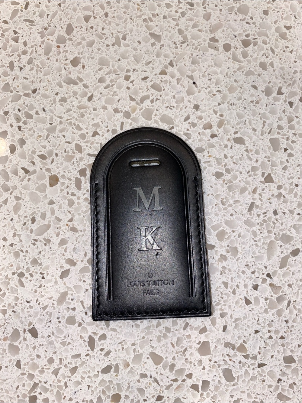 Louis Vuitton Black Leather Monogram Luggage Tag